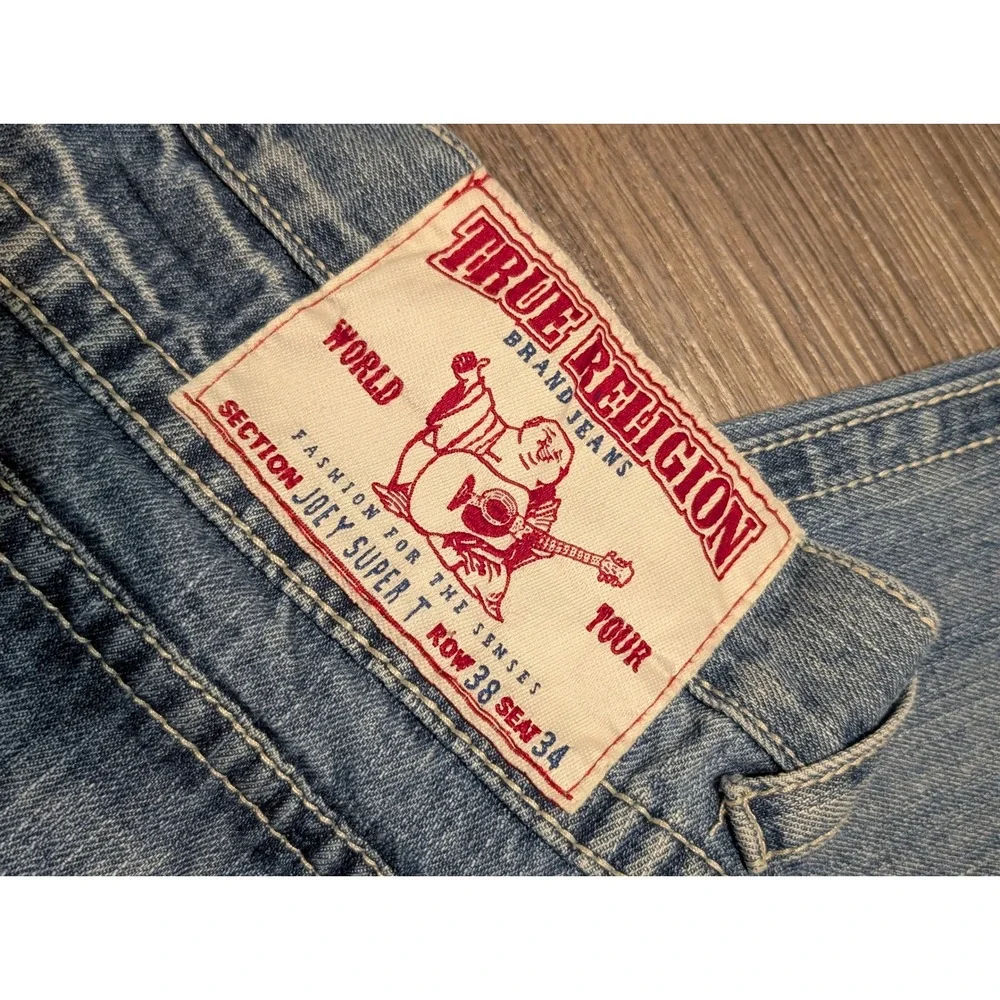 True Religion Joey Super T Mens Blue Jeans 38x34(32)‎ Light Wash Made in USA